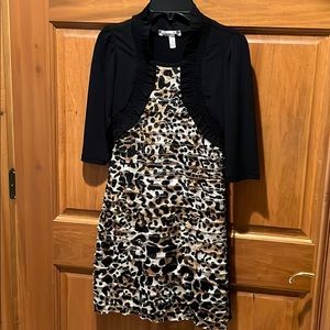 Cute Girl’s cheetah print ruffled dress